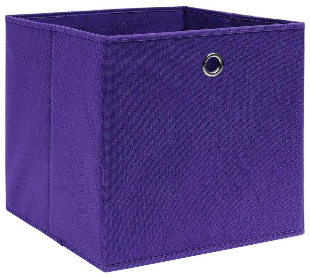 Cutii depozitare, 10 buc., violet, 32x32x32 cm, textil 10, Violet fara capace, 1, 10