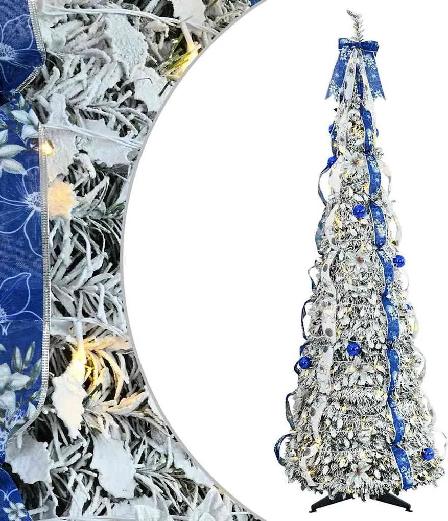 vidaXL Brad de Crăciun artificial cu 150 LED cu suport Alb 180 cm PVC