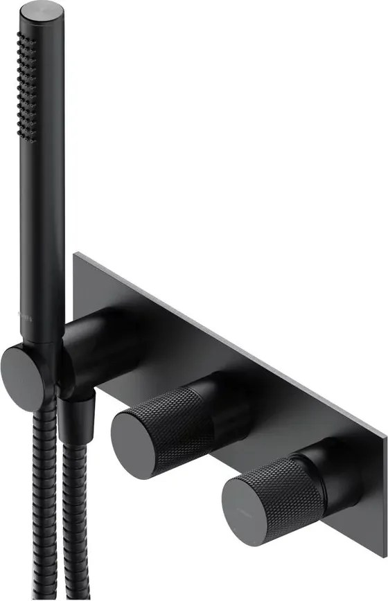 Baterie cada - dus incastrata Omnires Contour antracit periat cu corp ingropat si set de dus