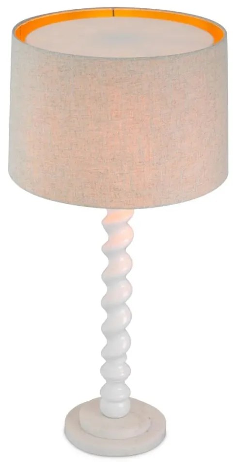 Lampa de masa LUX, Lemn, Tesatura, Alb, Massimo, 119673 HZ