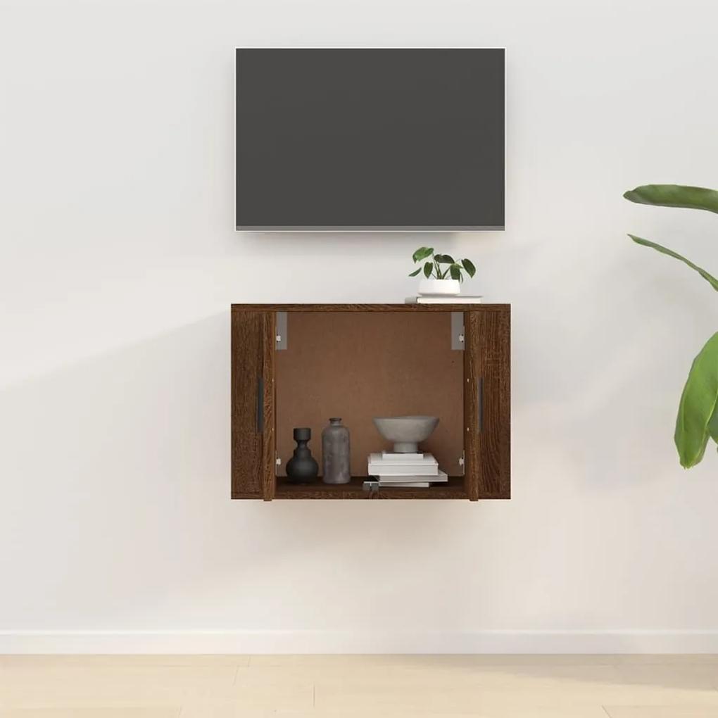 Dulap TV montat pe perete, stejar maro, 57x34,5x40 cm 1, Stejar brun, 57 x 34.5 x 40 cm