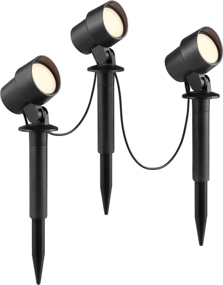 Brilliant - Set de 3 lămpi LED pentru exterior KAMARA LED/8,5W/230V IP44 neagră