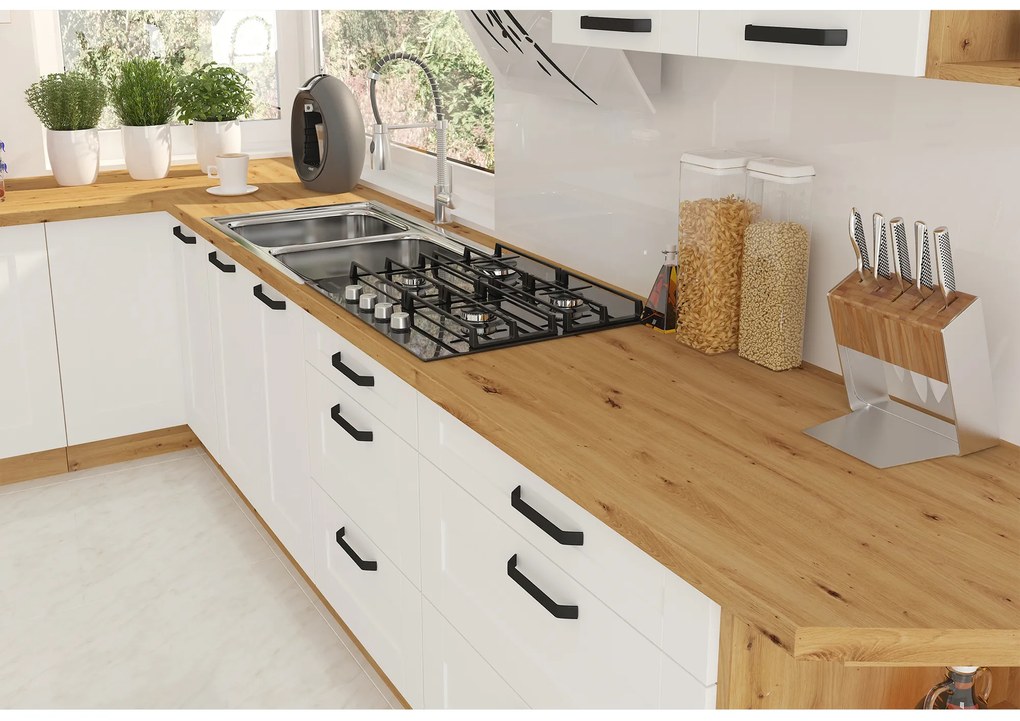 Dulap înalt pentru cuptor încorporat Lesana 2 (alb + stejar artisan) 60 DP-210 2F . 1063975