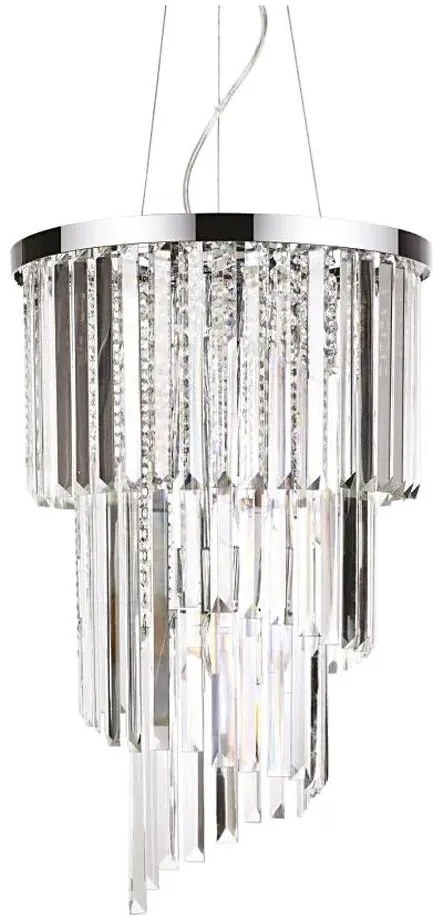 Lustră de cristal pe cablu Ideal Lux CARLTON 8xE14/40W/230V d. 40 cm crom lucios