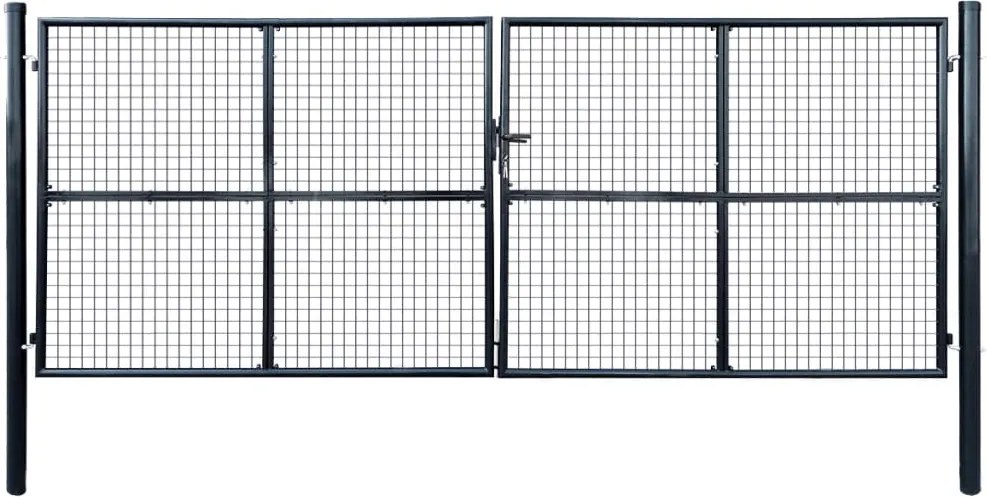 vidaXL Poartă de grădină din plasă, oțel galvanizat, gri, 400x150 cm