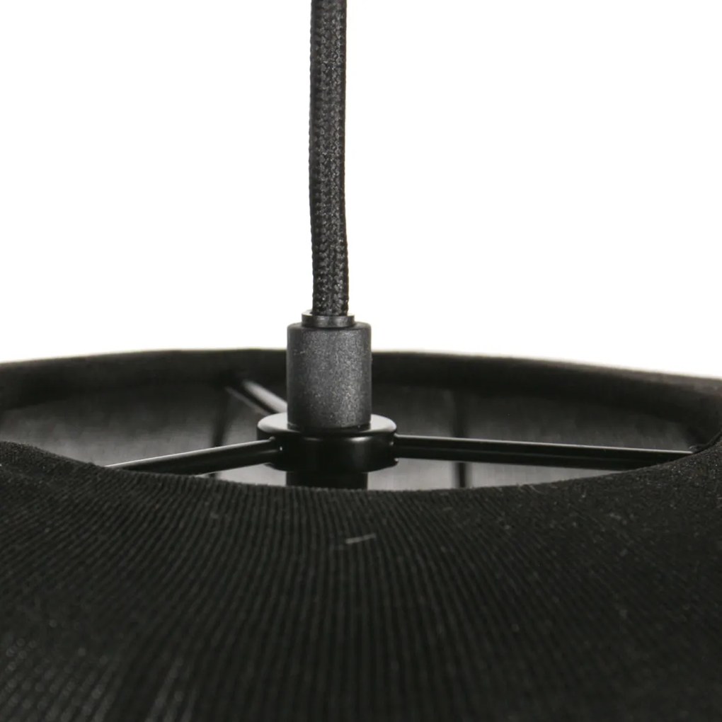 Lampă pandantiv Japandi neagră cu abajur din stofă 55cm - Sable