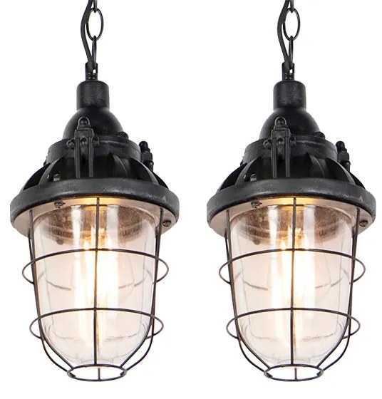 Set de 2 lămpi suspendate industriale negre - Cabin