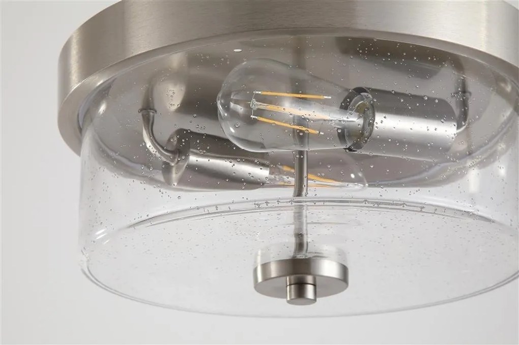 Plafoniera baie metal argintiu satin sticla IP44 Preston 2L