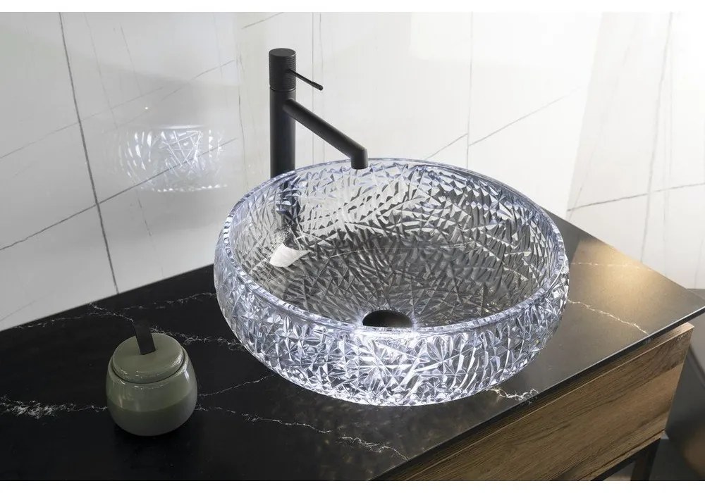 Chiuvetă neagră rotundă din sticlă ø 42 cm Gaviota – Sapho