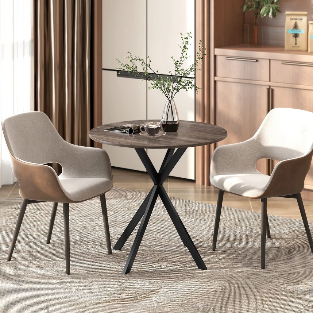 HOMCOM Masă Da Dining Rotund Stil Industrial Con Picioare în X Ø80x75 cm | Aosom Romania