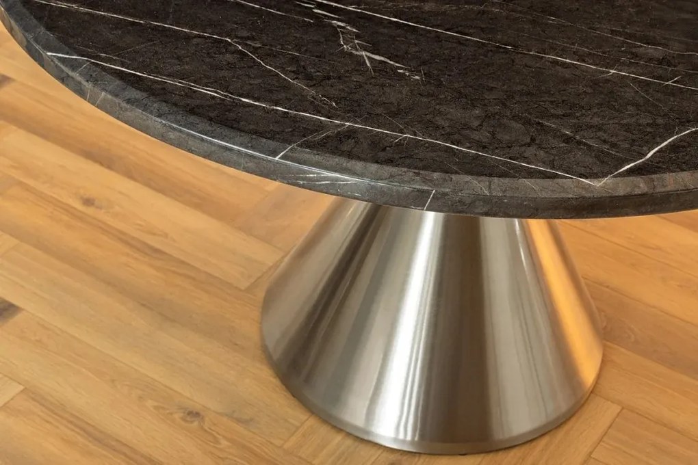 Masa Rotunda, Metal, Argintiu, Marmura Optic, ELEGANCIA 130cm, A-45899 VC