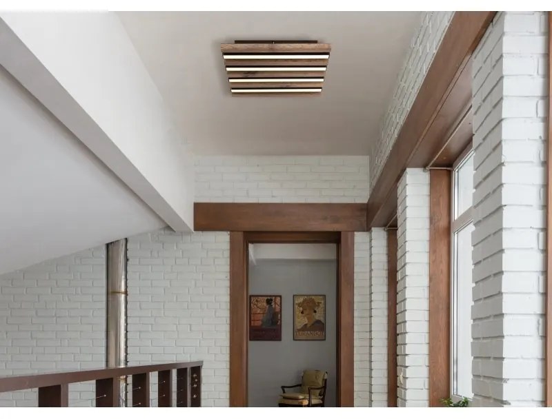 Plafoniera LED riflaj MDF cu efect de lemn HAYDEN 30x30cm