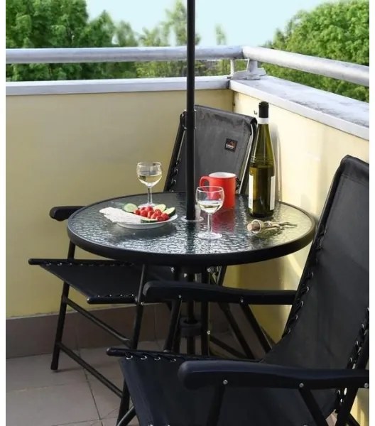 Scaun de grădină pliabil negru