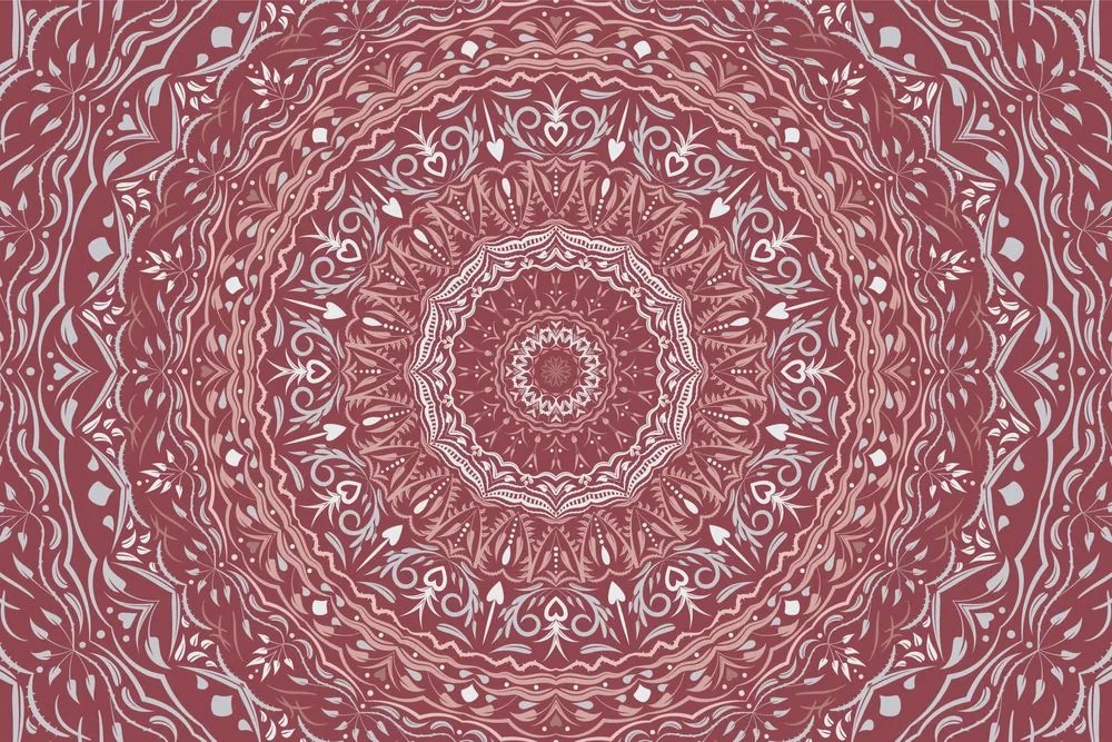 Tapet autoadeziv Mandala în stil vintage în nuanță de roz