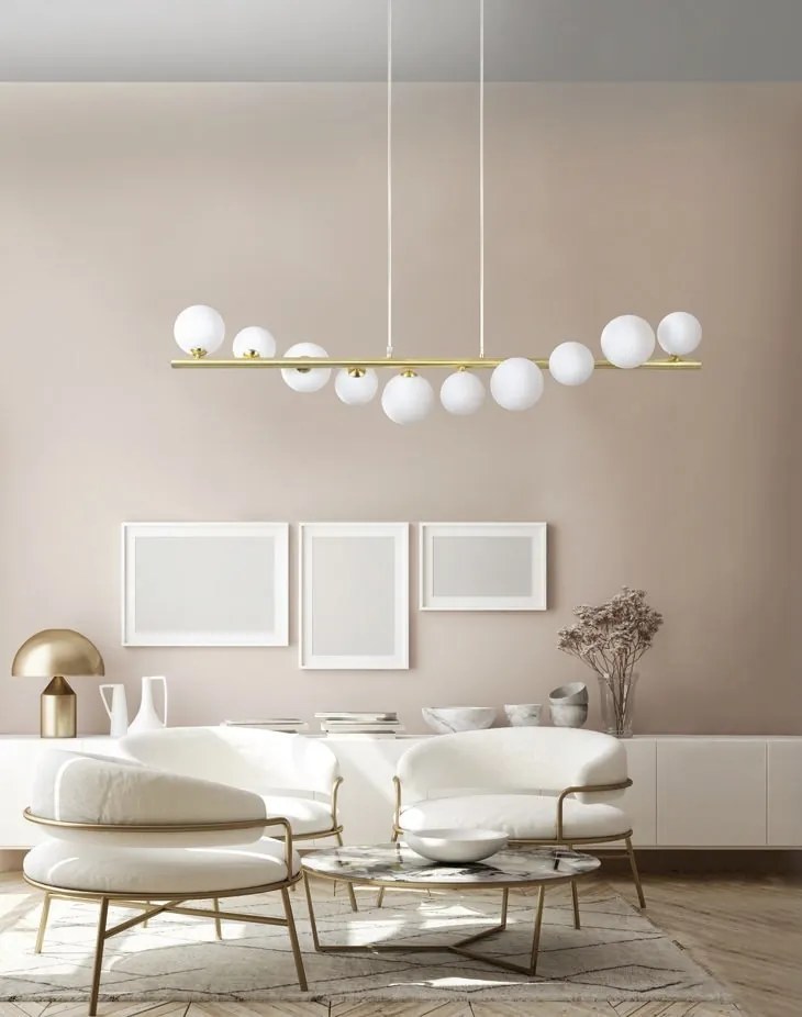 Lustra suspendata design modern SYBILLA 10 gold