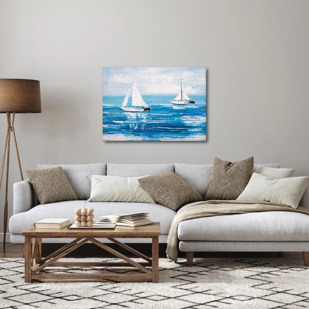 Tablou - Pictură yacht pe mare (70x50 cm)