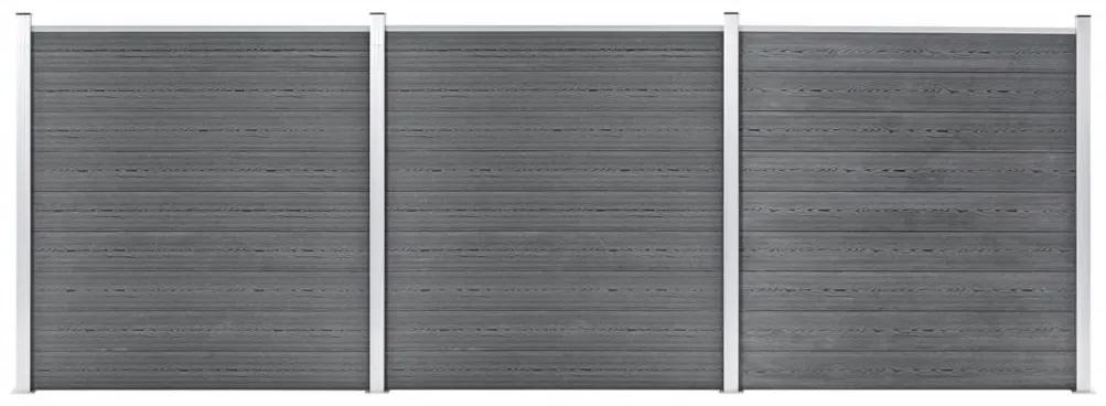 Gard de gradina, gri, 526 x 186 cm, WPC 1, Gri, 3 sectiuni