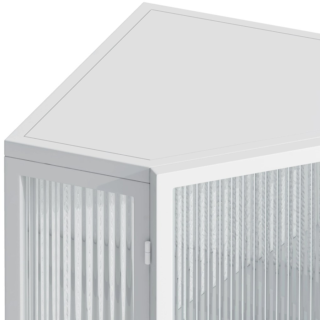 Dulap colțar cu ușă din sticlă, Alb | Aosom Romania