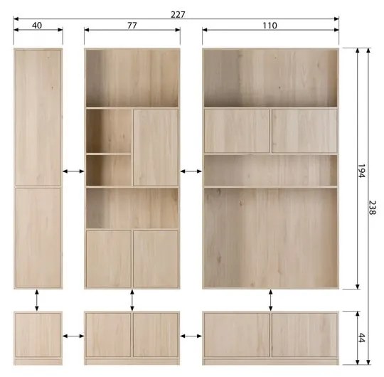 Dulap modular cu aspect de lemn de stejar 40x44 cm Modulair – vtwonen