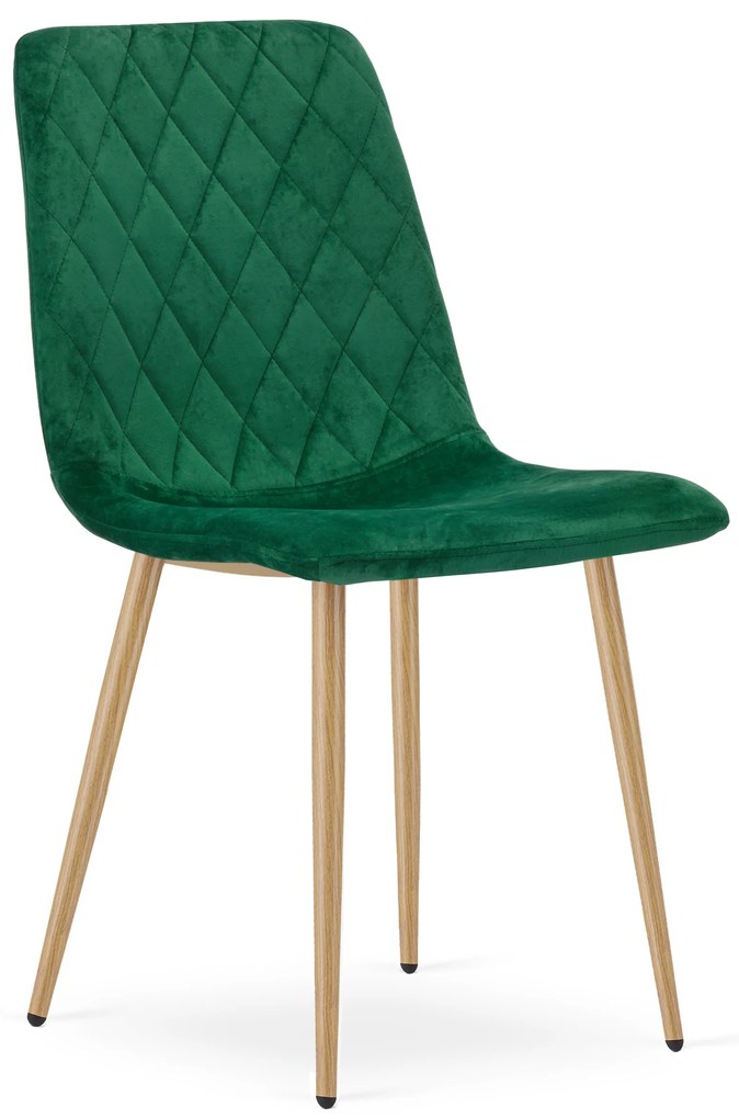 Scaun Bucatarie/Dining Clay Catifea Verde Picioare Metalice Finisaj Lemn