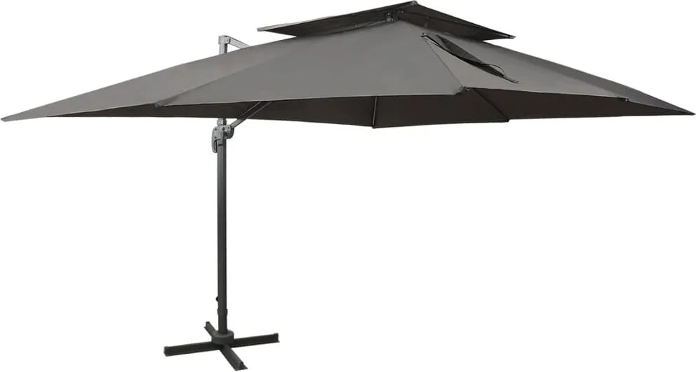 vidaXL Umbrelă de grădină cu consolă și blat dublu, antracit, 400x300 cm