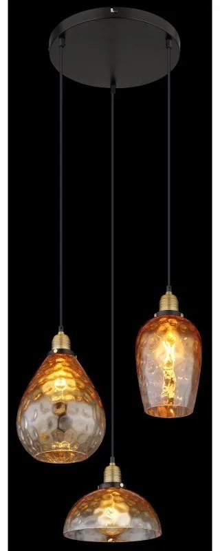 Lustra suspendata design decorativ SALVY 3L negru/chihlimbar