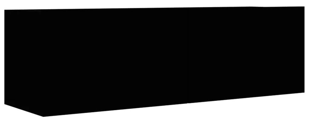 Set dulap TV, 7 piese, negru, PAL 7, Negru, 100 x 30 x 30 cm