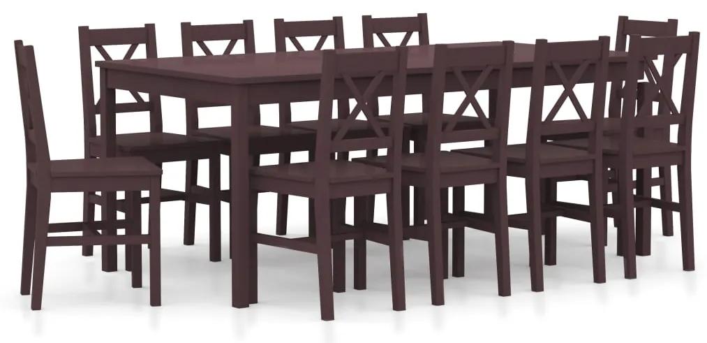 283395 vidaXL Set mobilier de bucătărie, 11 piese, maro închis, lemn de pin