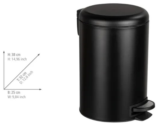 WENKO 54913100 - Coș de gunoi LEMAN, 25x38 cm, negru