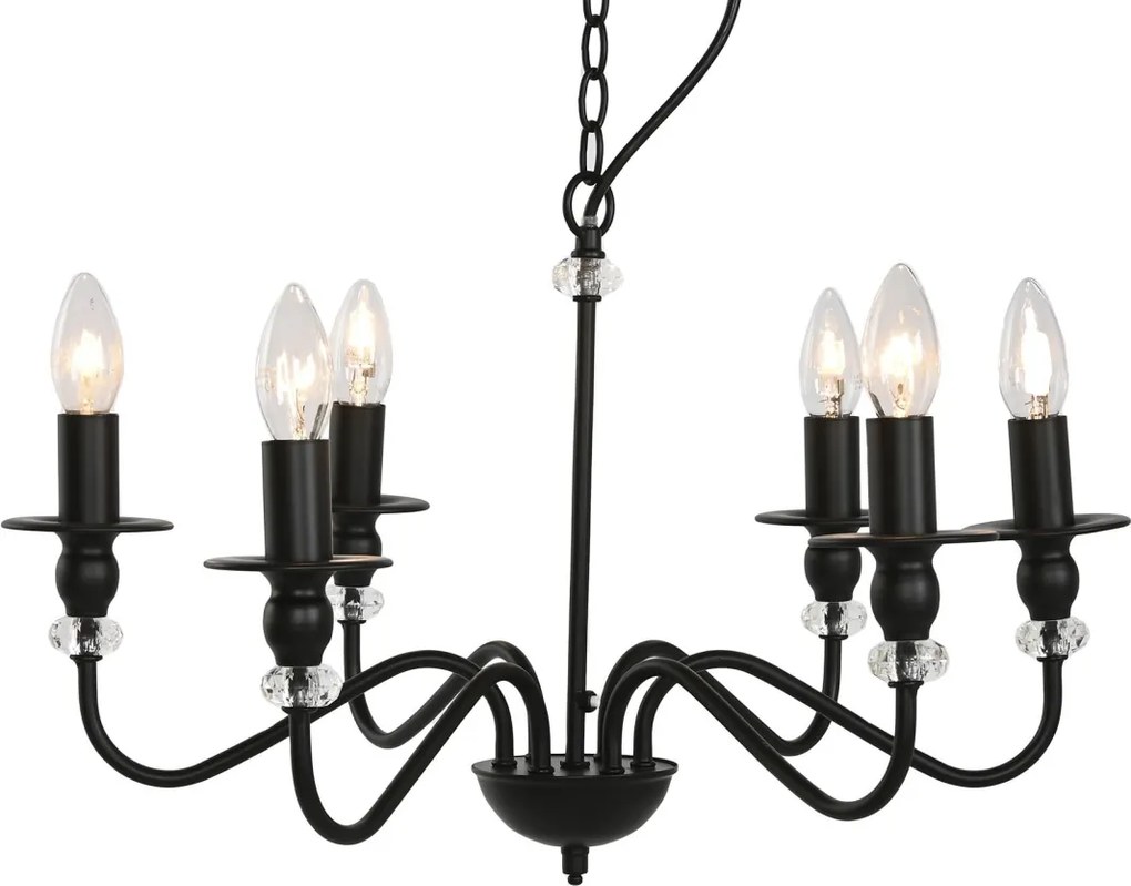 Candelabru din metal, negru, cu 6 brațe, 46 x 54 cm, „Cayeux”