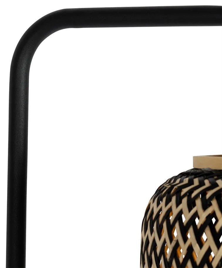 Lampă de podea orientală din bambus cu negru - Yvonne