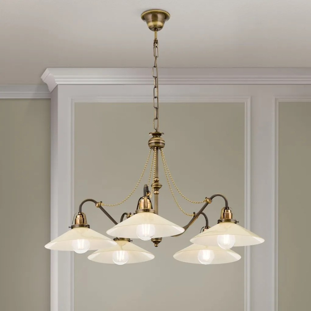 Lustra realizata manual design rustic ARTDESIGN 5L, patina/ champagne