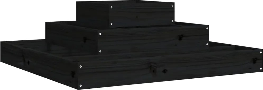 vidaXL Jardinieră, negru, 80x80x27 cm, lemn masiv de pin