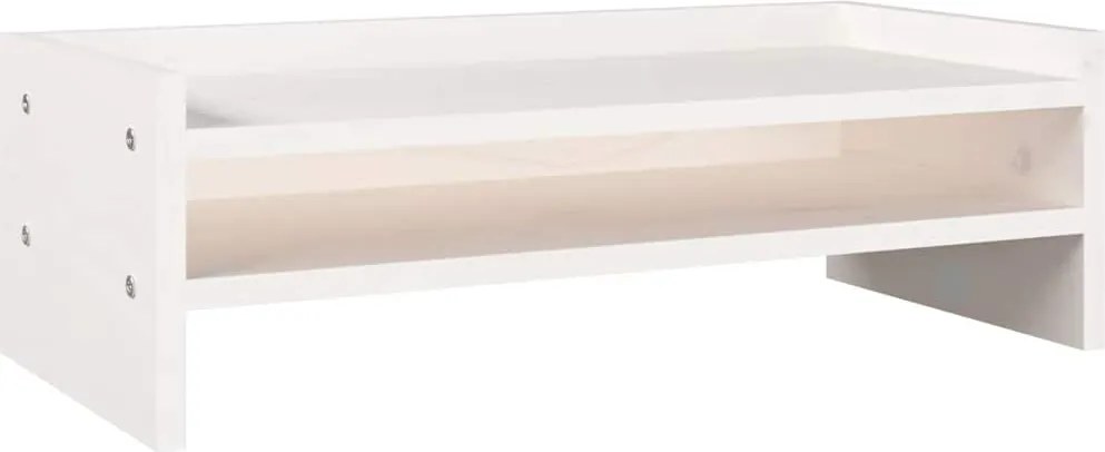 vidaXL Suport pentru monitor, alb, 50x27x16 cm, lemn masiv pin