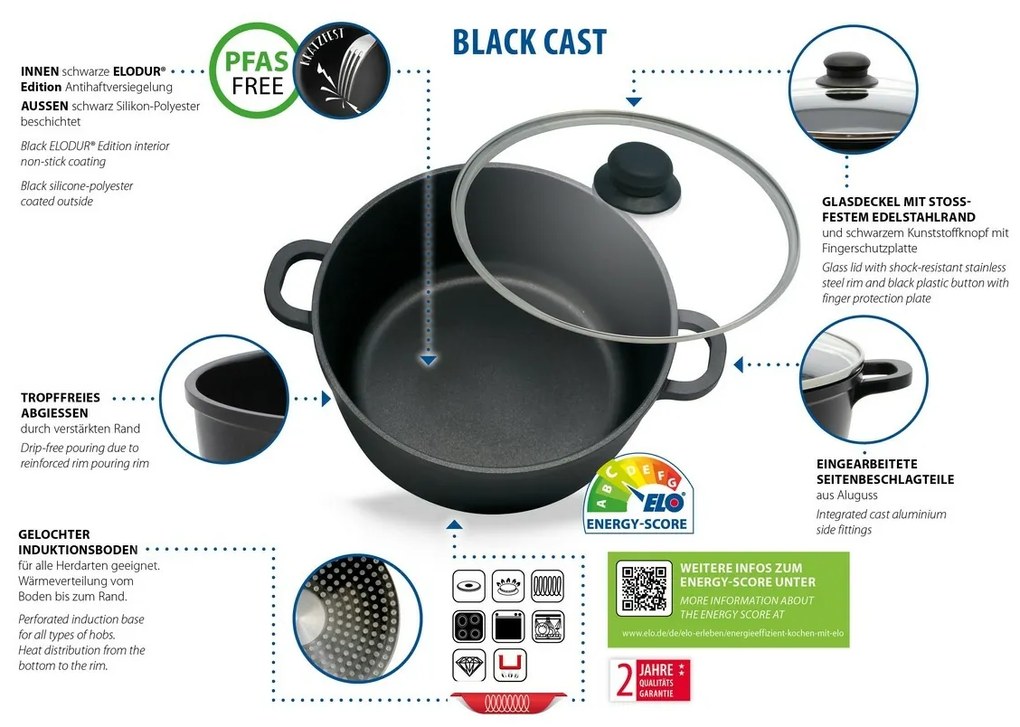 Elo 62440 Set de oale de bază din aluminiu turnatnegru cu 4 piese