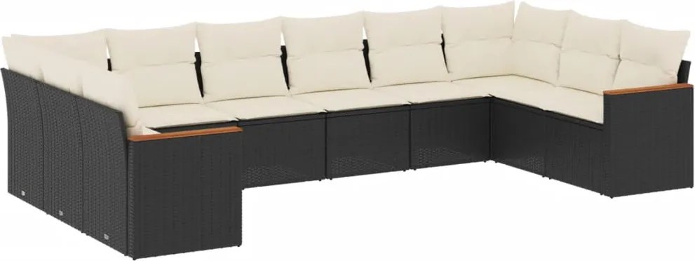 vidaXL Set canapele de grădină cu perne, 10 piese, negru, poliratan