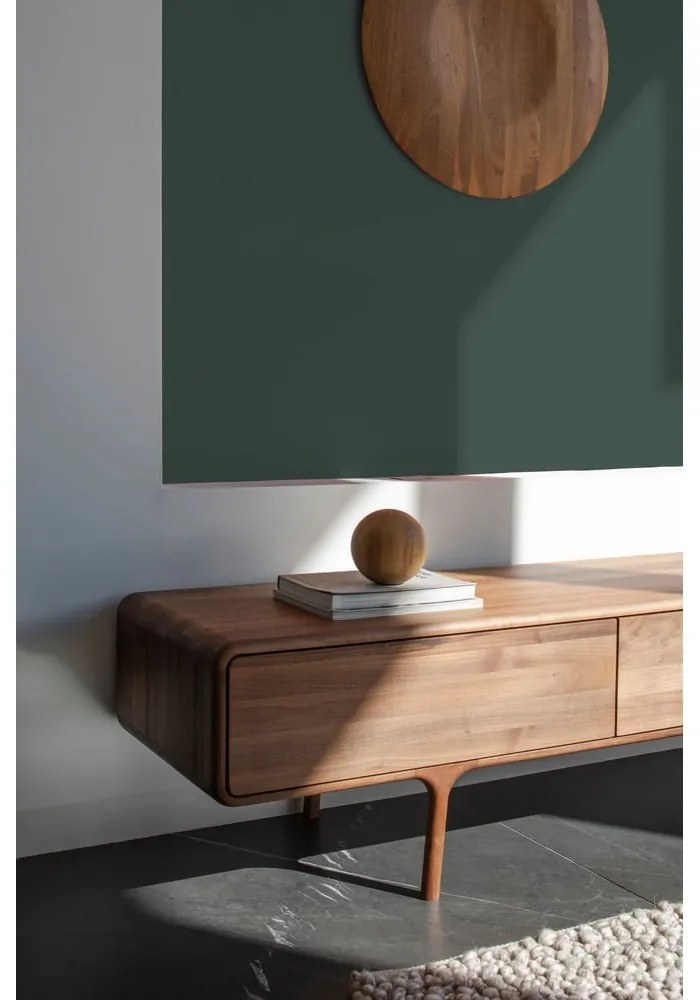 Comodă TV maro din lemn de nuc 220x45x45 cm Fawn – Gazzda