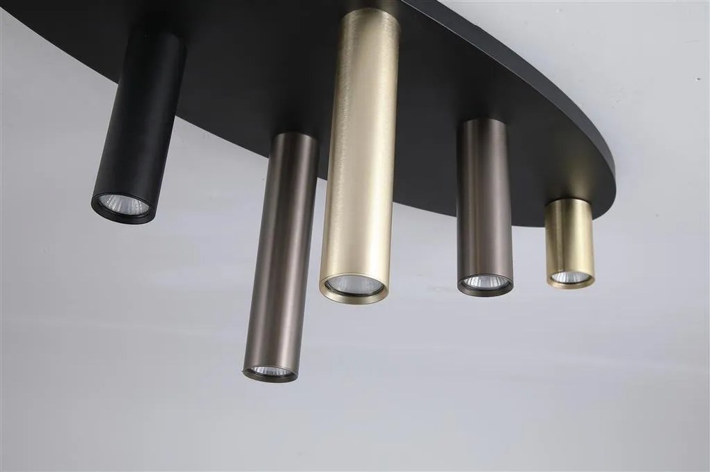 Plafoniera neagra cu 6 spoturi GU10 Tubes