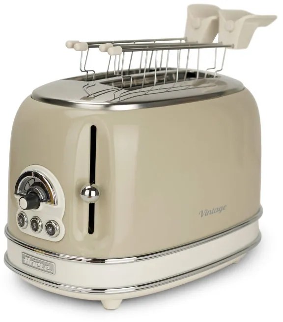 Prajitor de paine Ariete VINTAGE 0155/03, 810W, 2 felii, 3 functii, 6 trepte, Tava irimituri detasabila, Bej