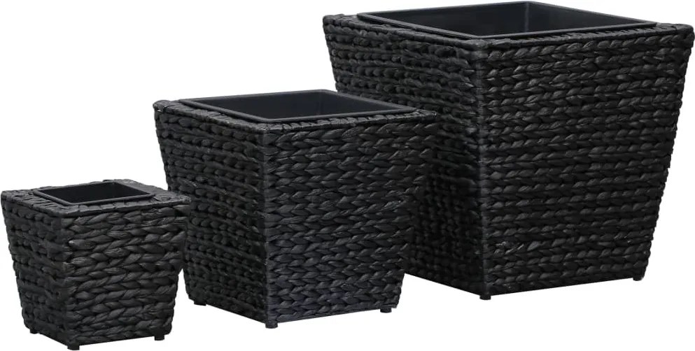 vidaXL Straturi înălțate, 3 buc., negru, zambilă de apă