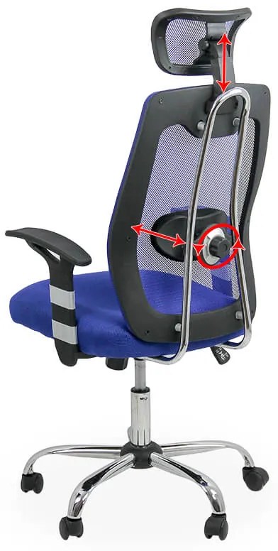 Scaun ergonomic cu tetiera si reglaj lombar pentru birou OFF 988 albastru