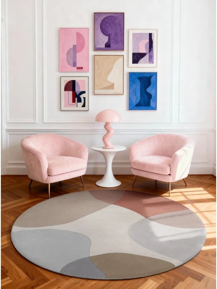 Covor bej țesut manual rotund din lână ø 200 cm Hackney Clarissa – Ted Baker