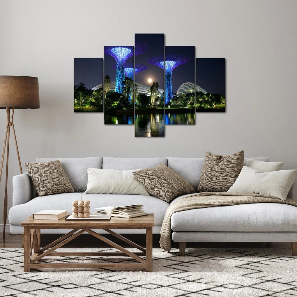 Tablou cu lună plină în grădinile din Singapur (150x105 cm)