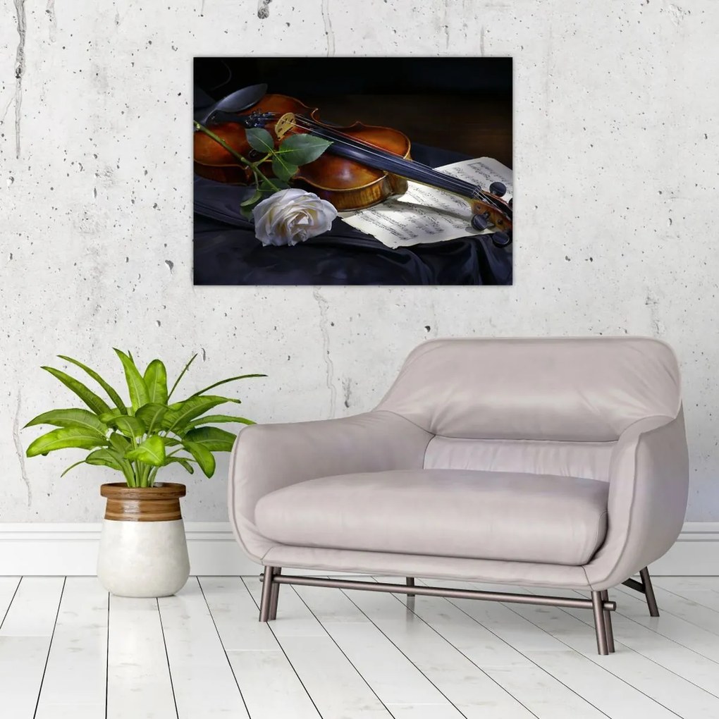 Tablou - Trandafiri și vioară (70x50 cm)