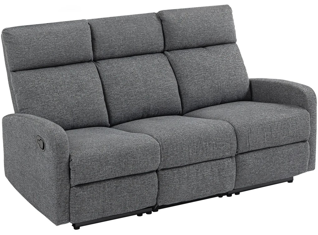 Divan HOMCOM cu 3 locuri din Catifea cu Reclinare Independentă la 145° max, Divan de Sufragerie Imbottito cu Brațe și Suport pentru Picioare, pentru Camera de Zi și Birou, Gri | Aosom Romania