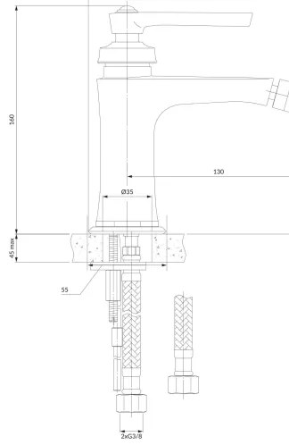 Baterie de bidet OMNIRES AM5220CR ARMANCE 16 cm crom lucios