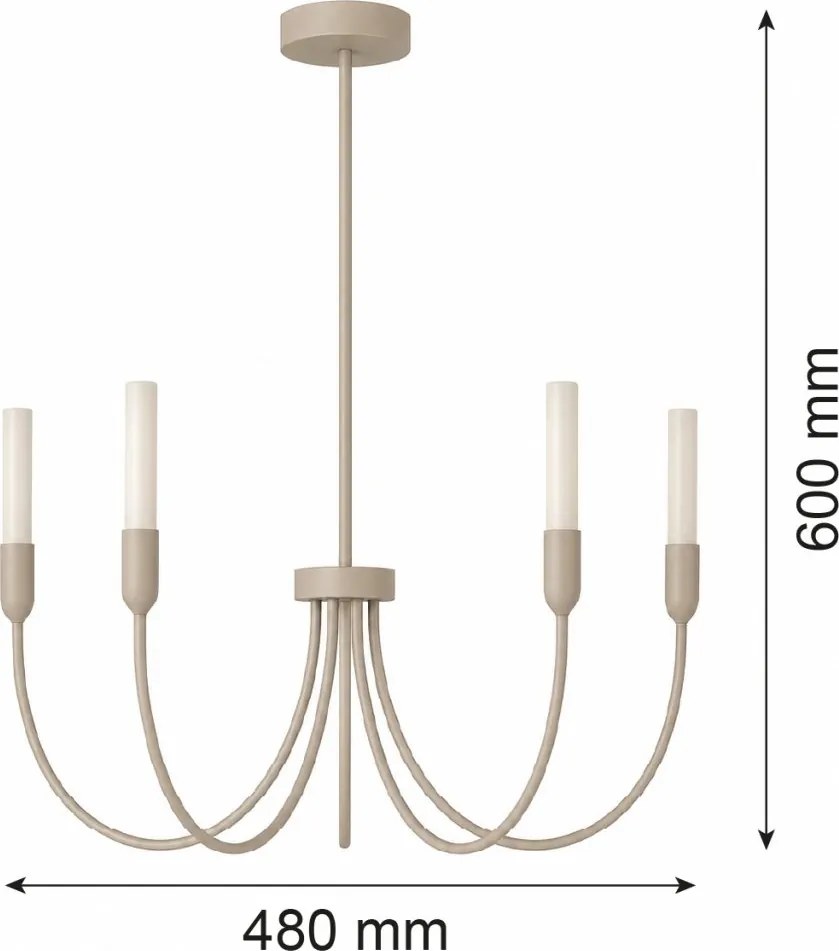 Candelabru cu 5 brate AUGUSTINE taupe/alb