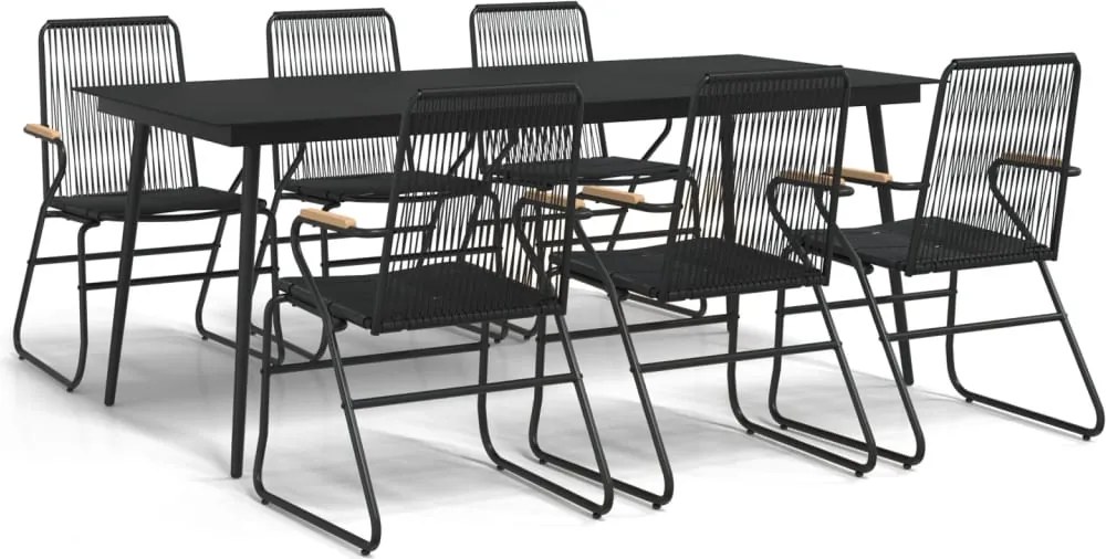 vidaXL Set mobilier de grădină, 7 piese, negru, ratan PVC