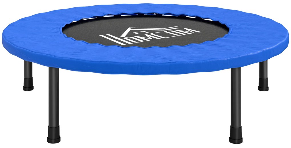 HOMCOM Trambulină Fitness Ø81 cm, Trambulină din Oțel cu Protecție de Margine și 28 de Arcuri pentru Exerciții în Interior și Exterior, Suportă 100 kg, 81x81x22,5 cm, Negru și Albastru | Aosom Romania