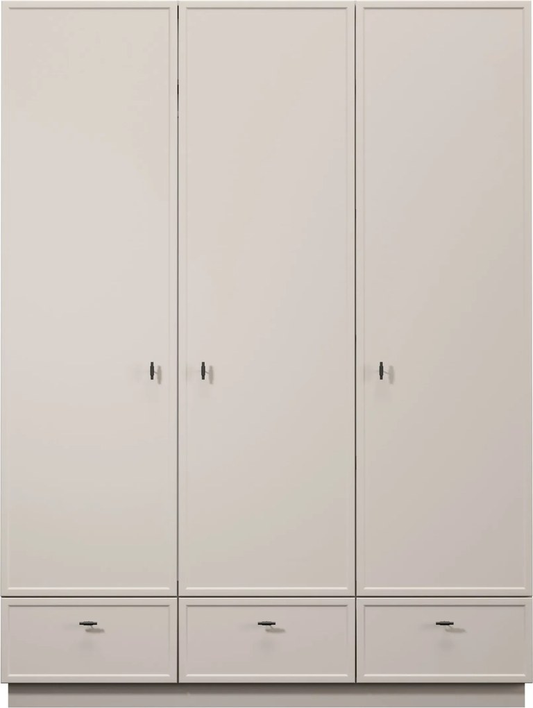 Dulap Lorini 150 cm cu rafturi - cașmir / mânere negre T-bar